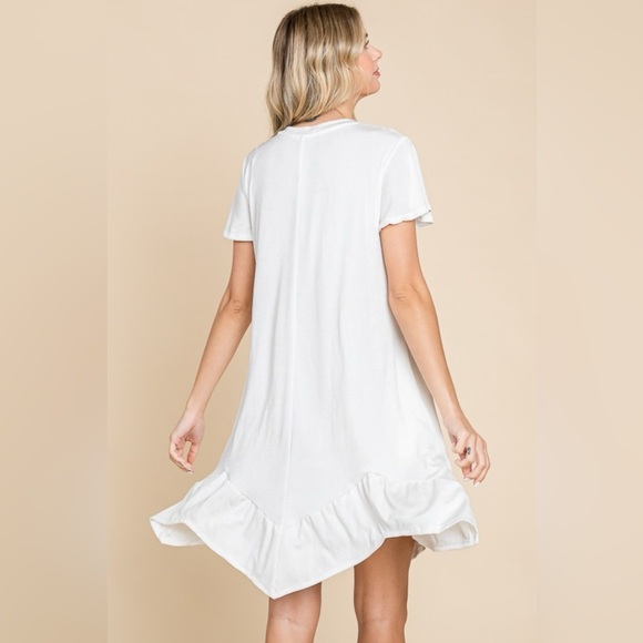 Culture Code Full Size Short Sleeve Ruffled Asymmetric Hem Dress 10010009043 - Picture 2 of 4